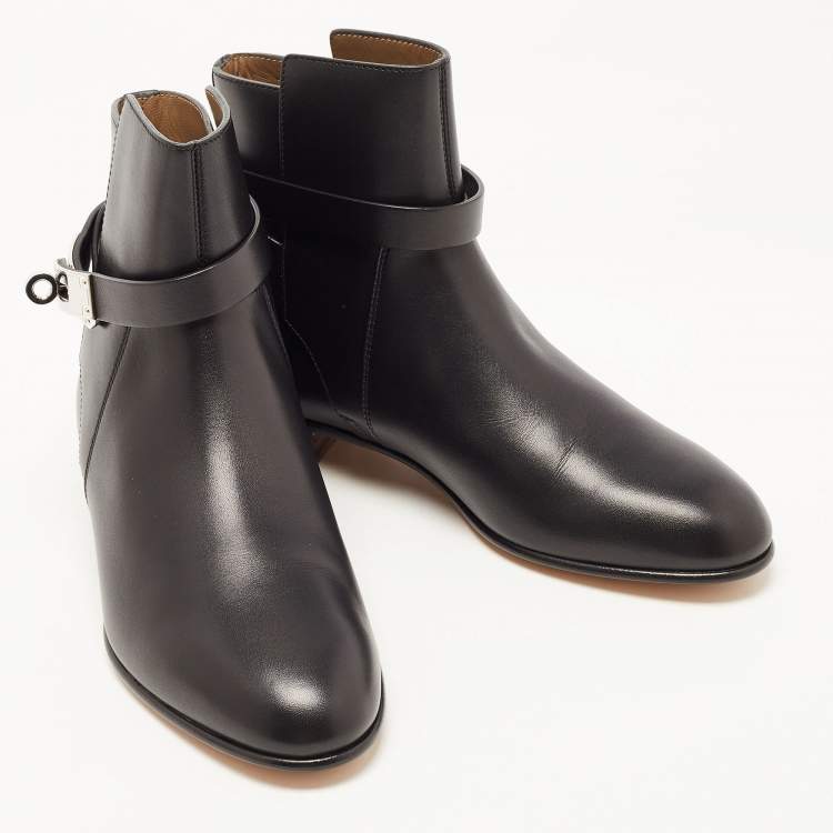 مملوكة مسبقًا Hermes Black Leather Neo Ankle Boots Size 36