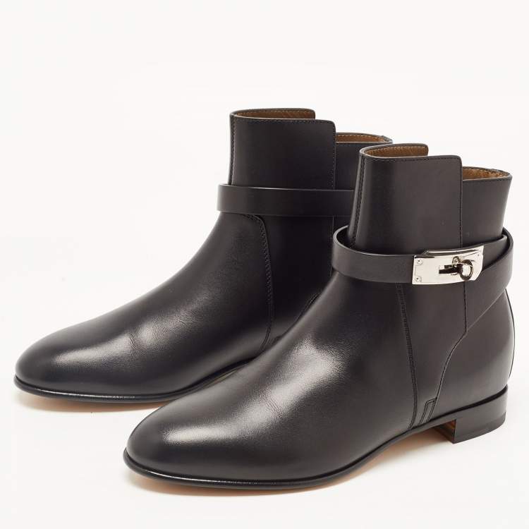 مملوكة مسبقًا Hermes Black Leather Neo Ankle Boots Size 36