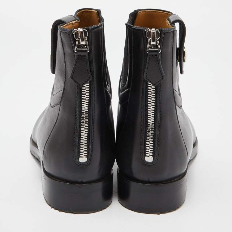 Pre Owned Hermes Black Leather Nedji Competition Ankle Boots Size 39