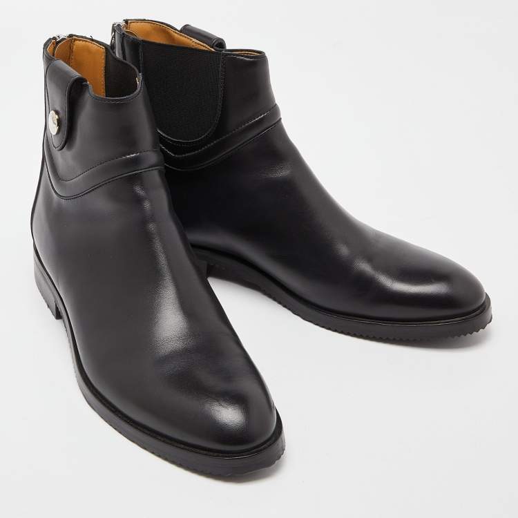 Pre Owned Hermes Black Leather Nedji Competition Ankle Boots Size 39