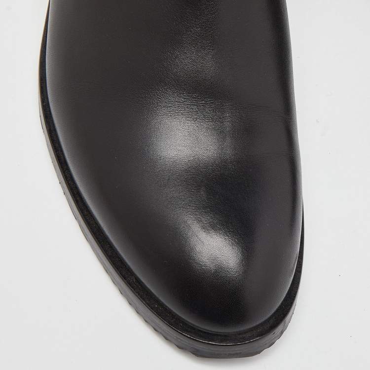 Pre Owned Hermes Black Leather Nedji Competition Ankle Boots Size 39