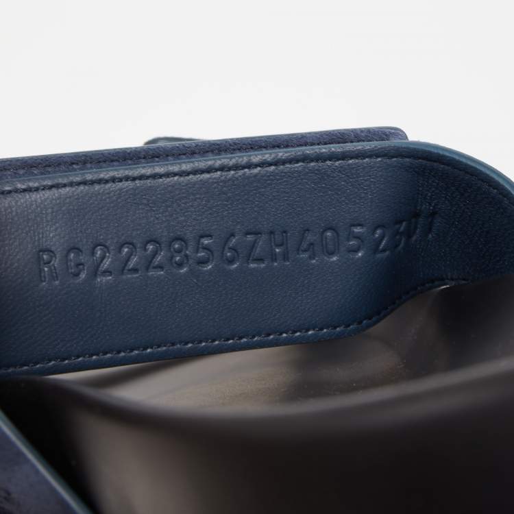 Pre Owned Hermes Blue/Black Suede Chypre Slide Flats Size 40