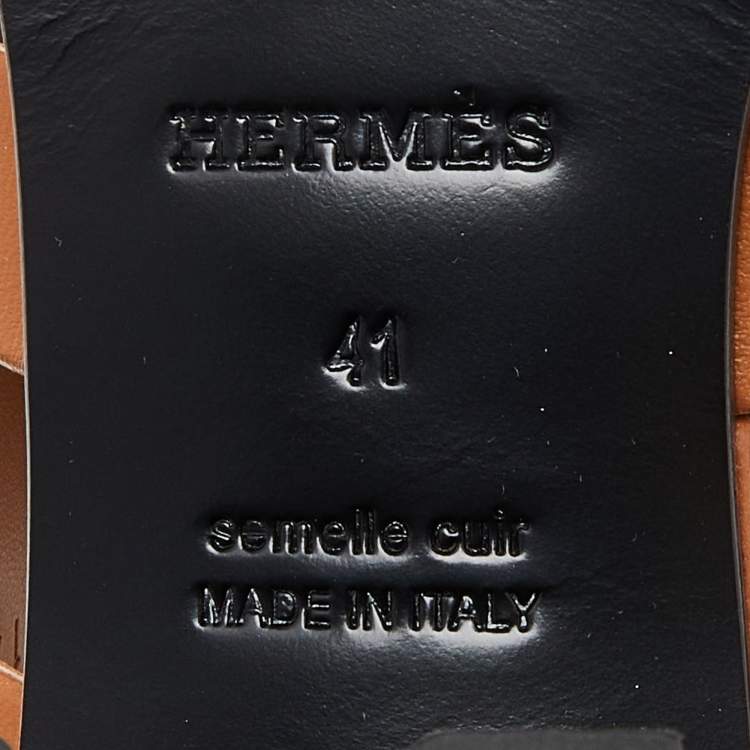 Pre Owned Hermes Brown Leather Gaby Sandals Size 41