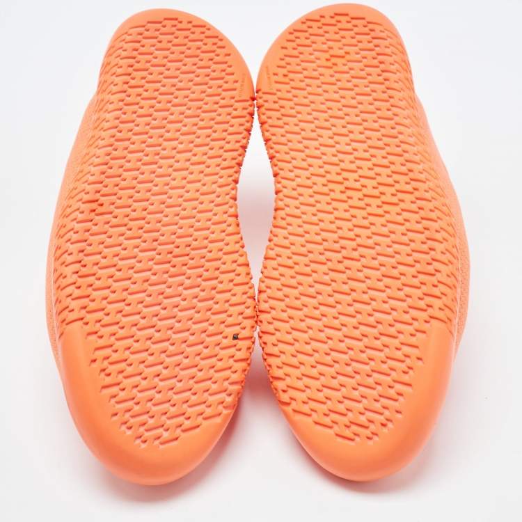 Pre Owned Hermès Orange Leather and Neoprene Low Top Sneakers Size 36