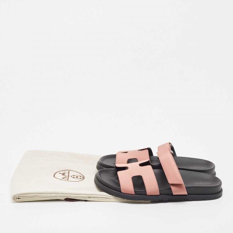 Pre Owned Hermes Pink Satin Chypre Sandals Size 40