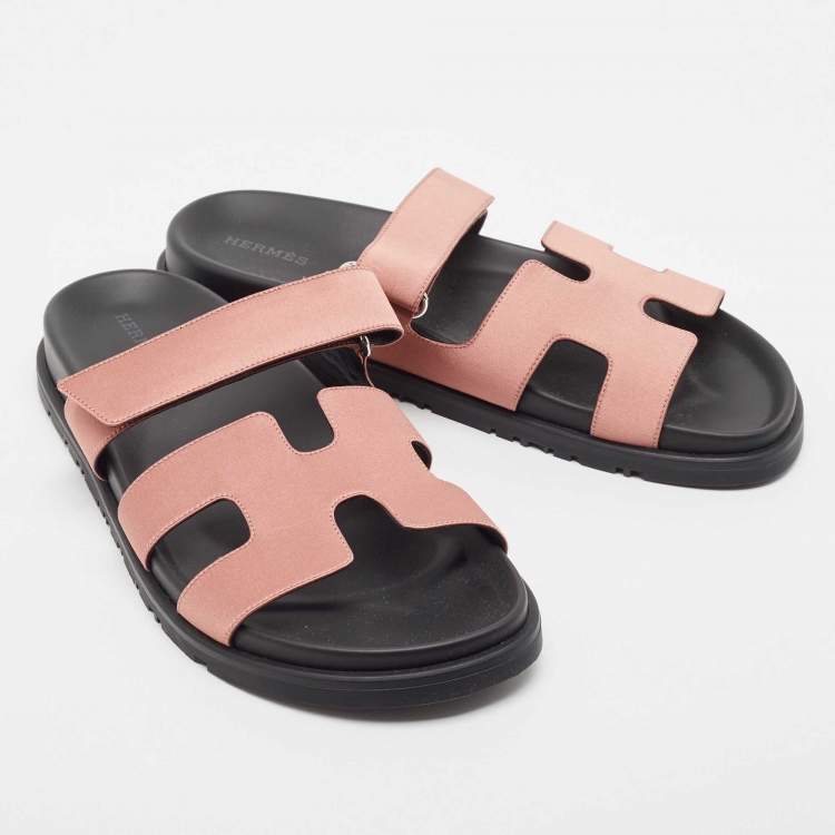 Pre Owned Hermes Pink Satin Chypre Sandals Size 40
