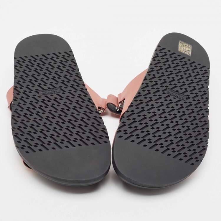 Pre Owned Hermes Pink Satin Chypre Sandals Size 40