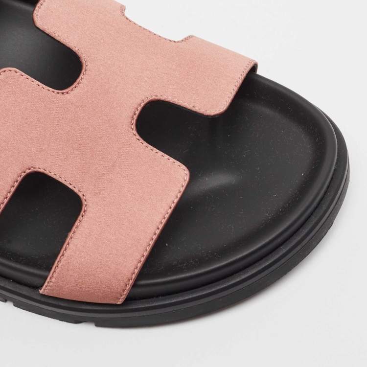 Pre Owned Hermes Pink Satin Chypre Sandals Size 40