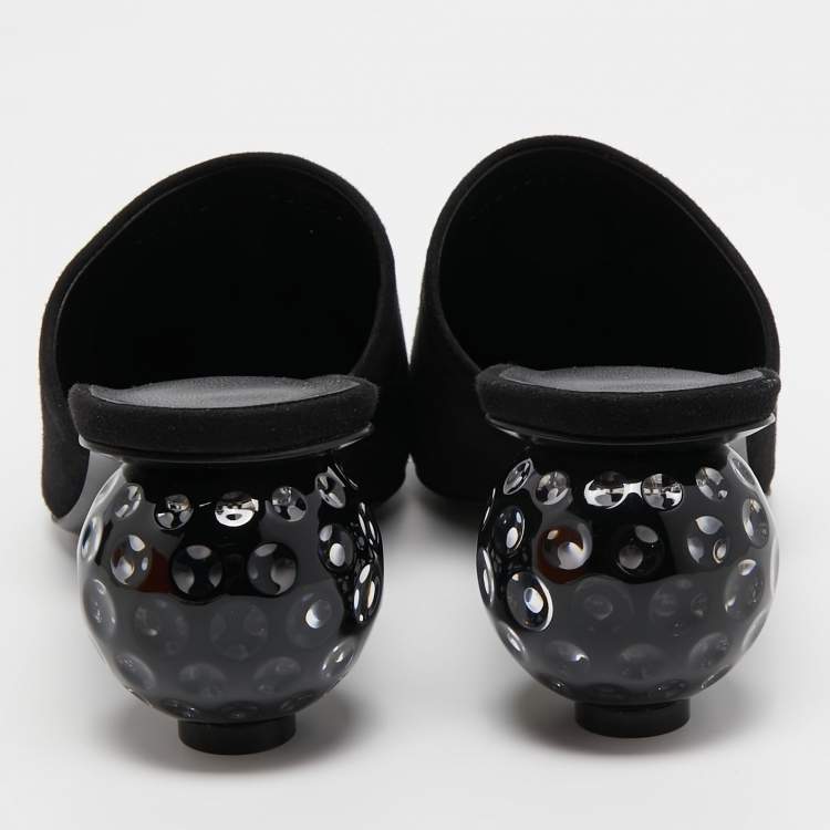 Pre Owned Hermes Black Suede Darcy Mules Size 36.5 