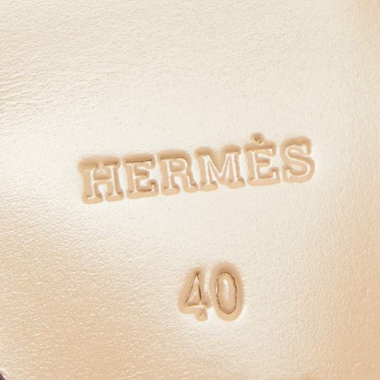 Pre Owned Hermes Tan Studded Leather Legend Wedge Sandals Size 40