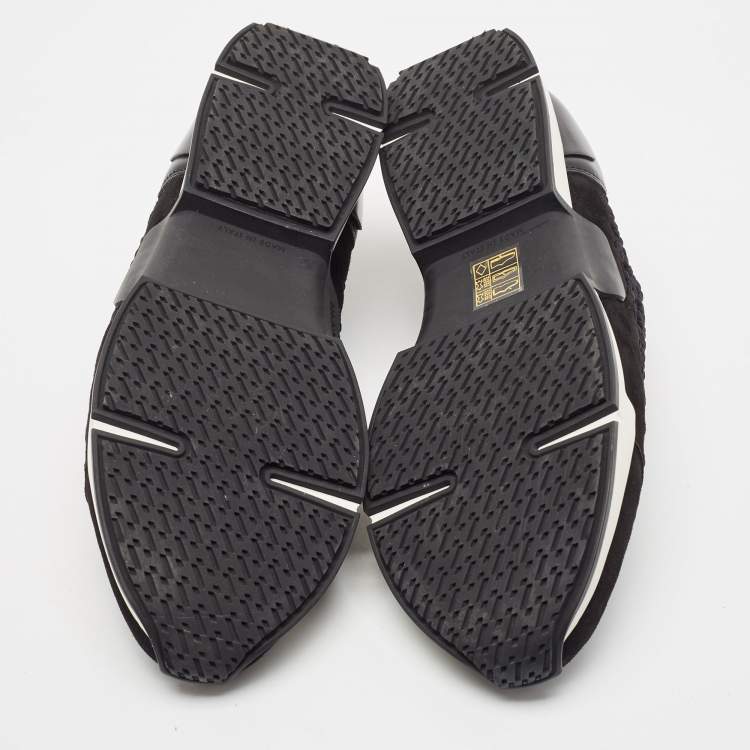 Pre Owned Hermès Black Leather and Fabric Oxygene Sneakers Size 40.5