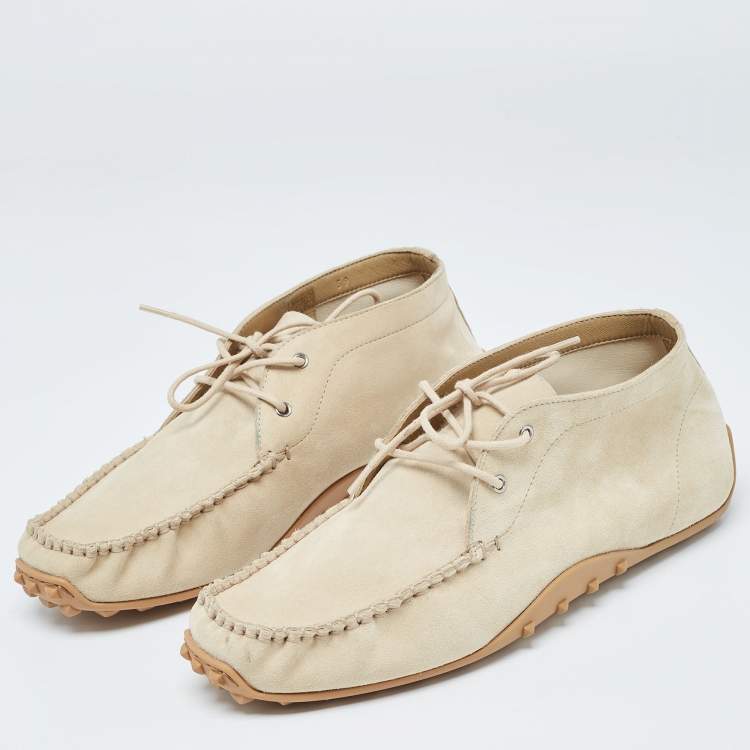 Pre Owned Hermes Beige Suede Faubourg Slip On Loafers Size 39