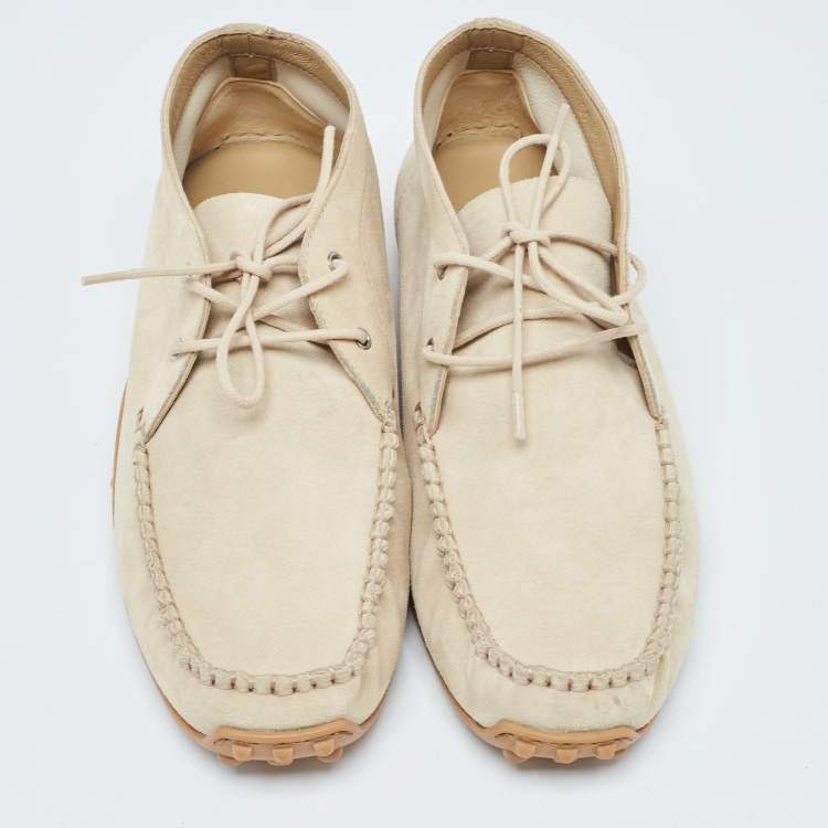 Pre Owned Hermes Beige Suede Faubourg Slip On Loafers Size 39