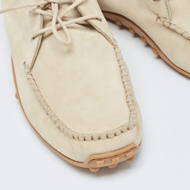 Pre Owned Hermes Beige Suede Faubourg Slip On Loafers Size 39