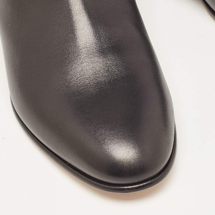 Pre Owned Hermes Black Leather Neo Ankle Boots Size 37