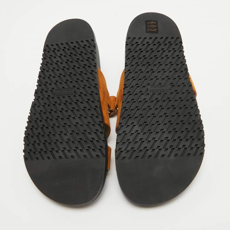 Pre Owned Hermès Brown Suede Chypre Sandals Size 38