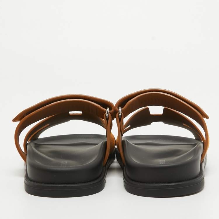 Pre Owned Hermès Brown Suede Chypre Sandals Size 38