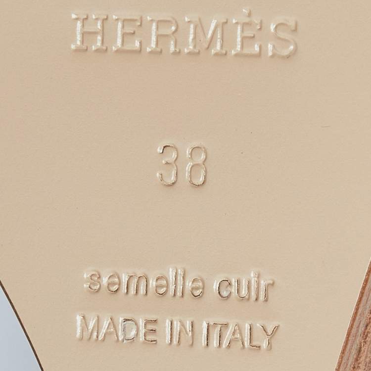 Pre Owned Hermes Brown Leather Legend Wedge Sandals Size 38