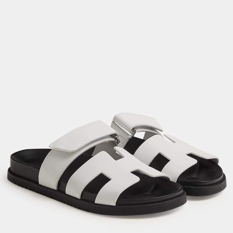 Pre Owned Hermes Black and white Rubber Chypre sandal 36
