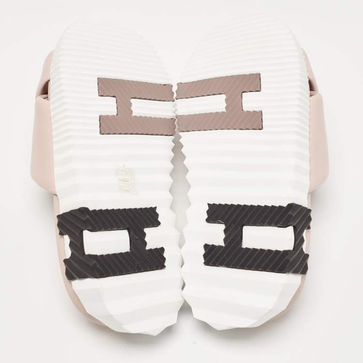 Pre Owned Hermès Pink Leather Infra Sandals Size 37