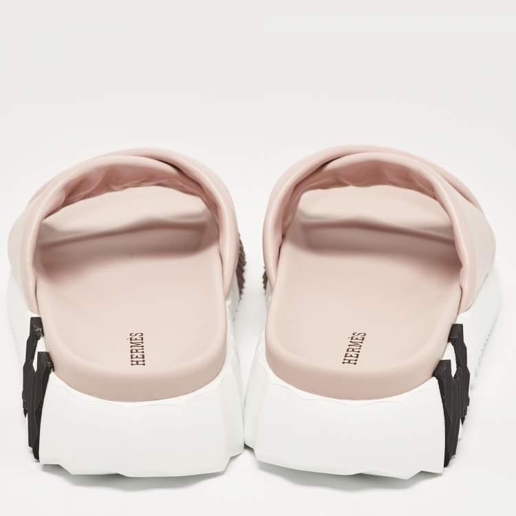 Pre Owned Hermès Pink Leather Infra Sandals Size 37