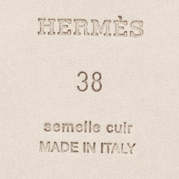 Pre Owned Hermès  Brown Leather Oran Flat Slides Size 38