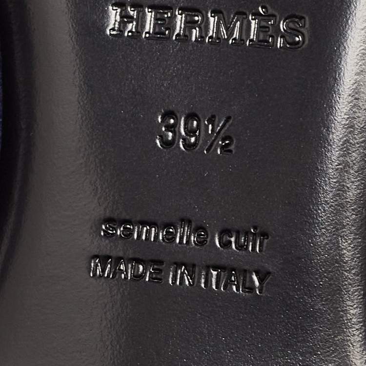 Pre Owned Hermes Navy Blue Suede Trocadero Mules Size 39.5