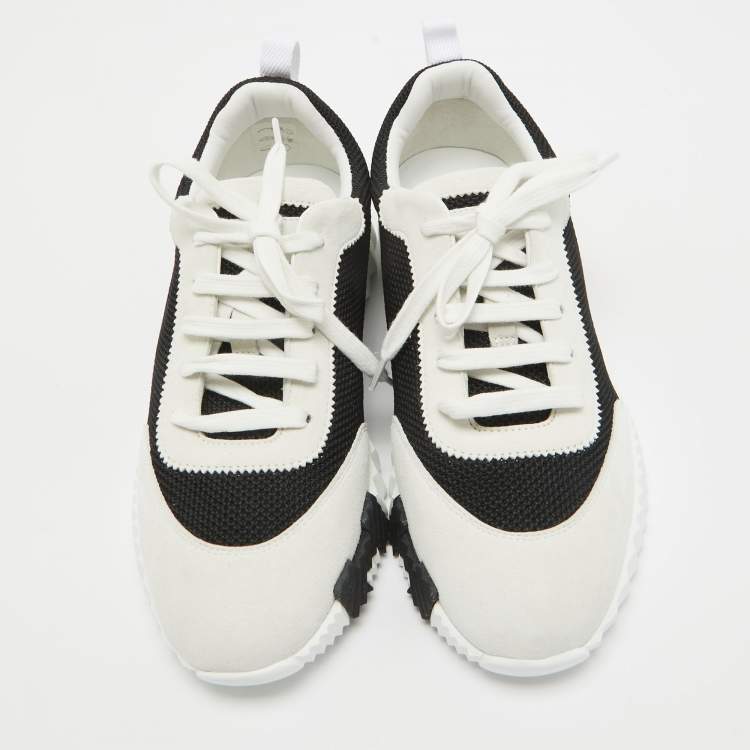 Pre Owned Hermès Black/Grey Mesh and Suede Bouncing Sneakers Size 40.5
