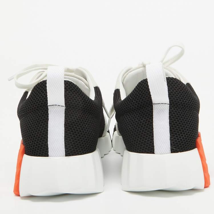 Pre Owned Hermès Black/Grey Mesh and Suede Bouncing Sneakers Size 40.5