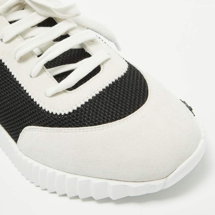Pre Owned Hermès Black/Grey Mesh and Suede Bouncing Sneakers Size 40.5