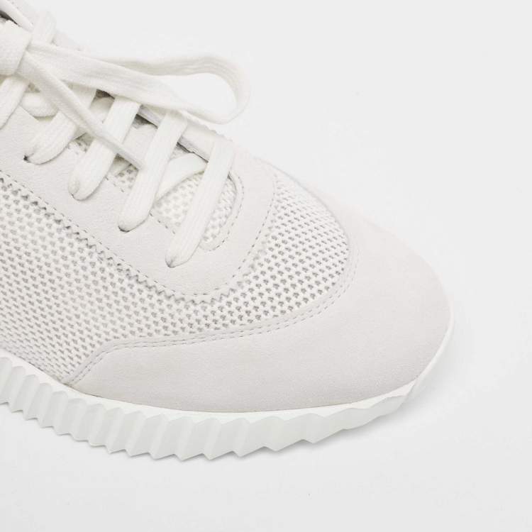 Pre Owned Hermes White Suede and Mesh Bouncing Sneakers Size 37