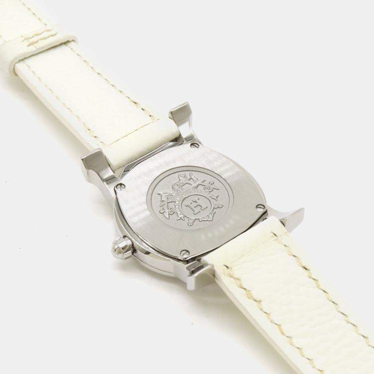 Pre Owned Hermes Silver Stainless Steel Heure H HR1.210 Quartz Women's Wristwatch 25 mm