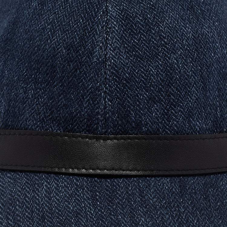 Pre Owned Hermes Leather Trim Linen Cap 