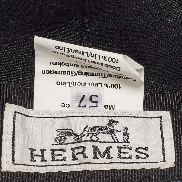 Pre Owned Hermes Leather Trim Linen Cap 