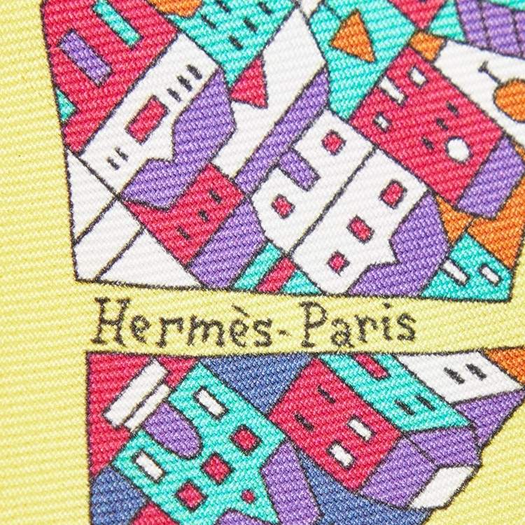 Pre Owned Hermes Yellow Rive Droite Rive Gauche Silk Twilly