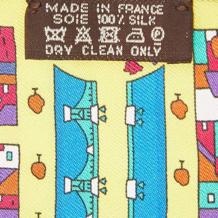 Pre Owned Hermes Yellow Rive Droite Rive Gauche Silk Twilly