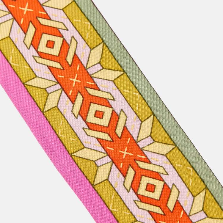 Pre Owned Hermès Pink Belles du Mexique Silk Twilly