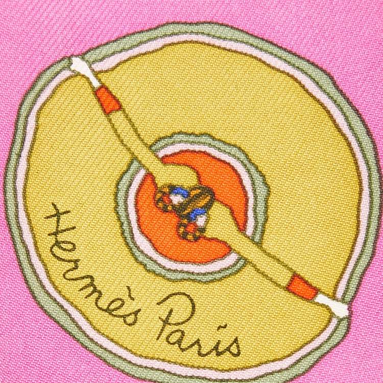 Pre Owned Hermès Pink Belles du Mexique Silk Twilly