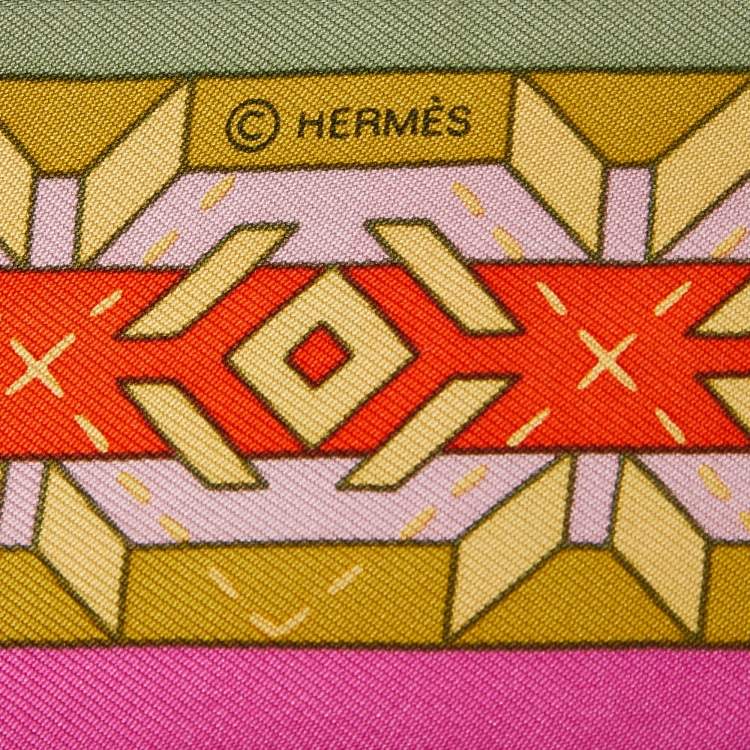 Pre Owned Hermès Pink Belles du Mexique Silk Twilly