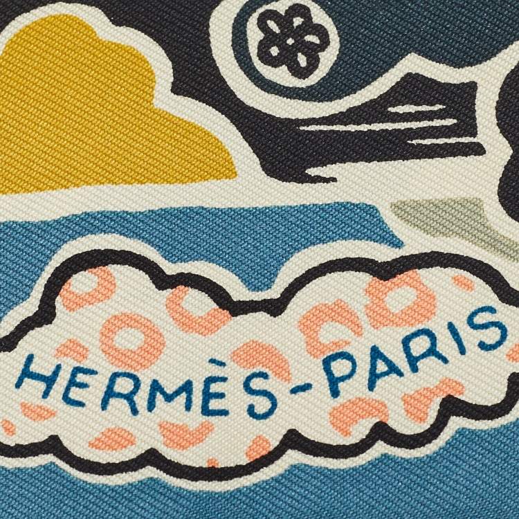 Pre Owned Hermès Multicolor Silk Bingata Vert Noir Saumon Twilly 