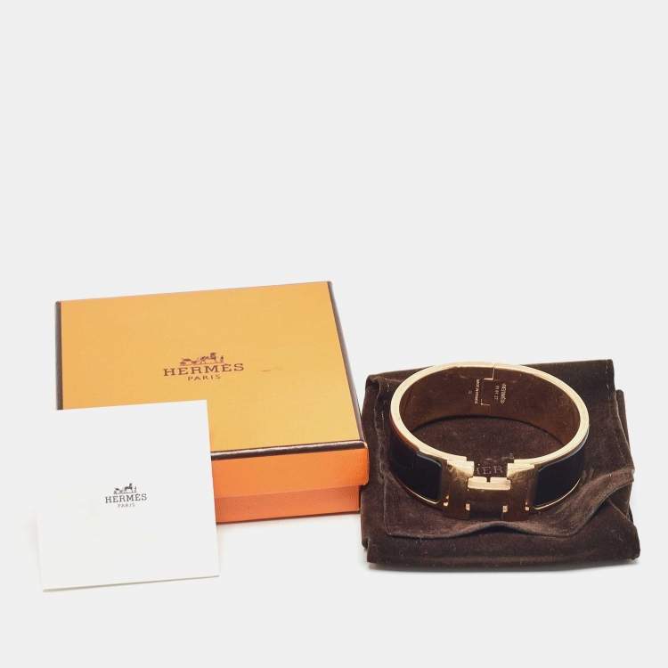 Pre Owned Hermes Clic Clac H Enamel Gold Plated Bracelet