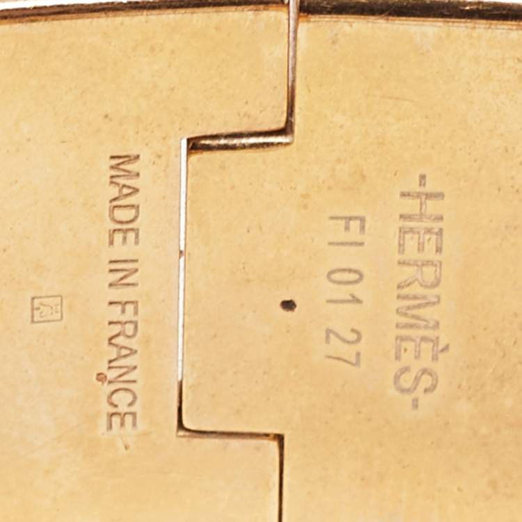 Pre Owned Hermes Clic Clac H Enamel Gold Plated Bracelet