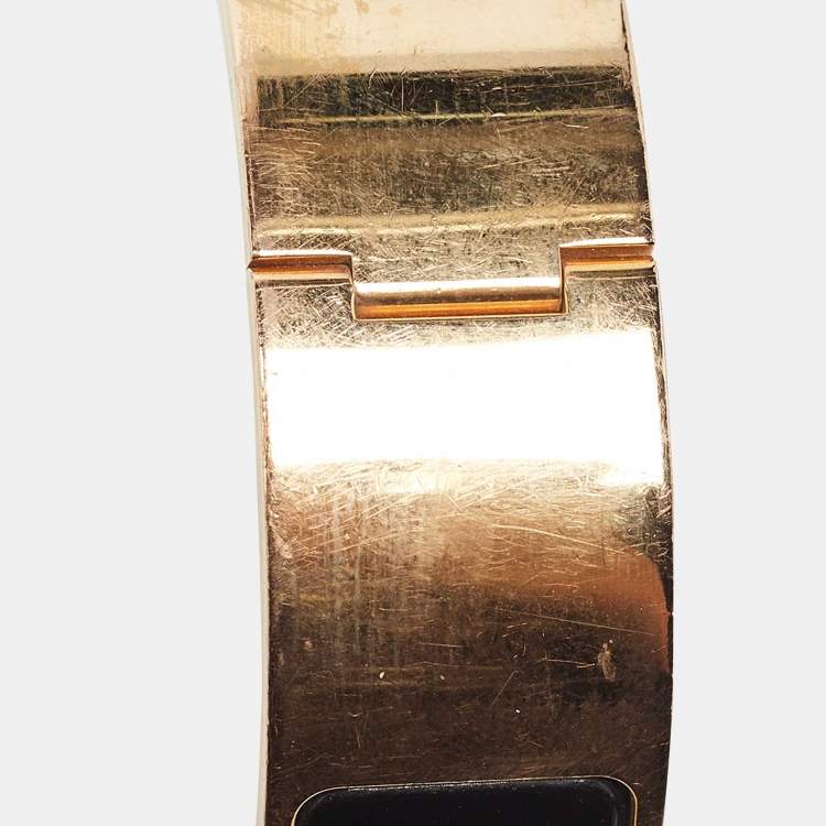 Pre Owned Hermes Clic Clac H Enamel Gold Plated Bracelet