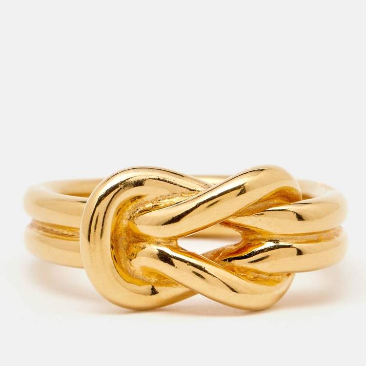 مملوكة مسبقًا Hermes Gold Tone Scarf Ring