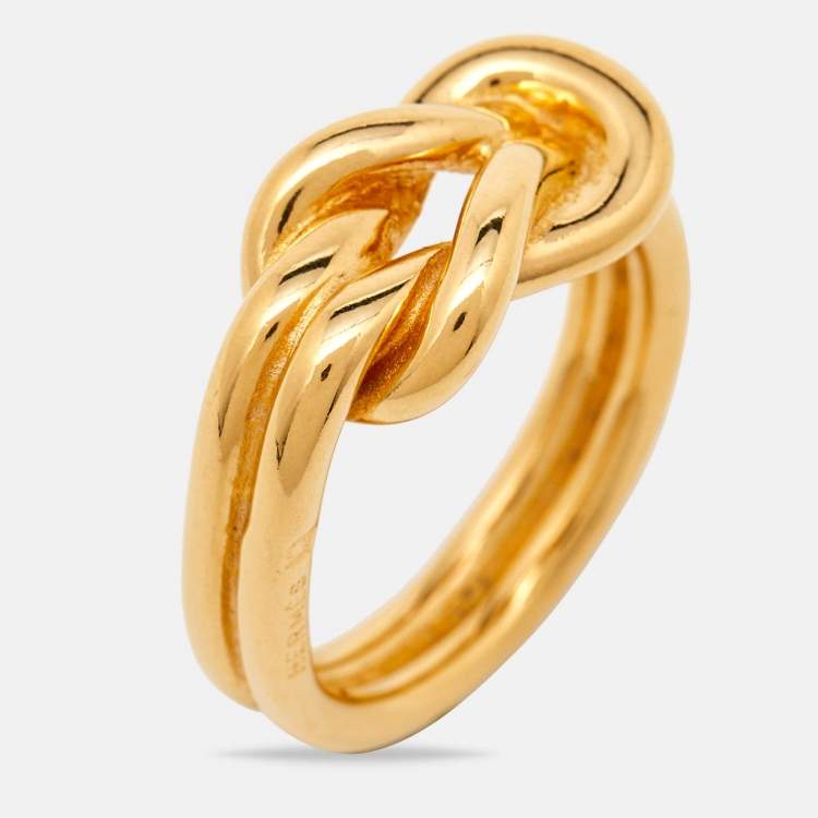 مملوكة مسبقًا Hermes Gold Tone Scarf Ring