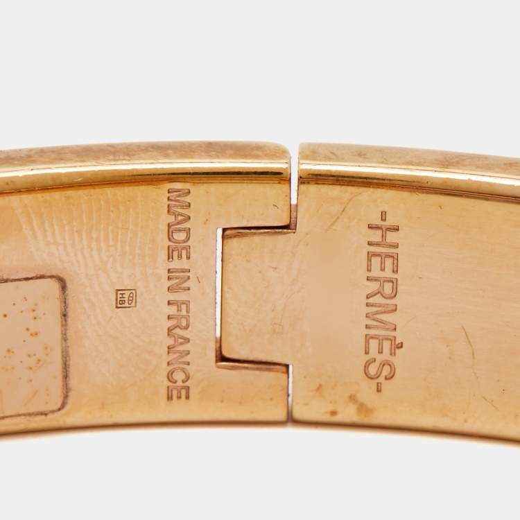 Pre Owned Hermes Clic H Enamel Gold Plated Bracelet
