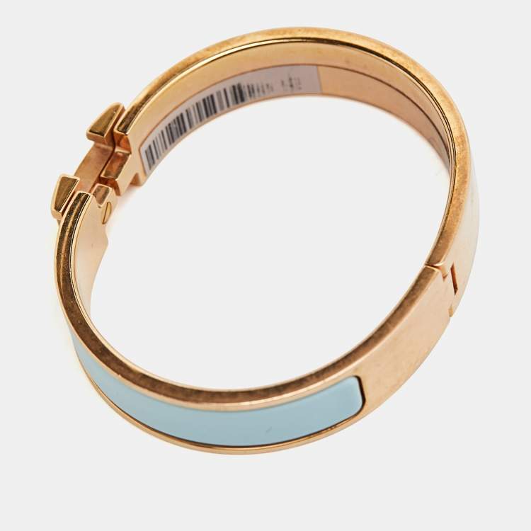 Pre Owned Hermes Clic H Enamel Gold Plated Bracelet