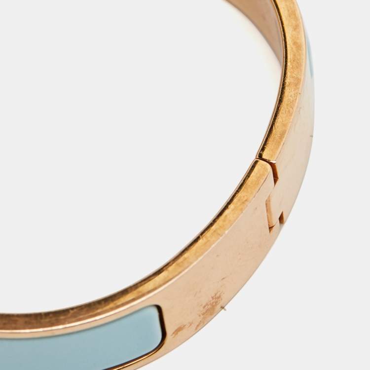 Pre Owned Hermes Clic H Enamel Gold Plated Bracelet
