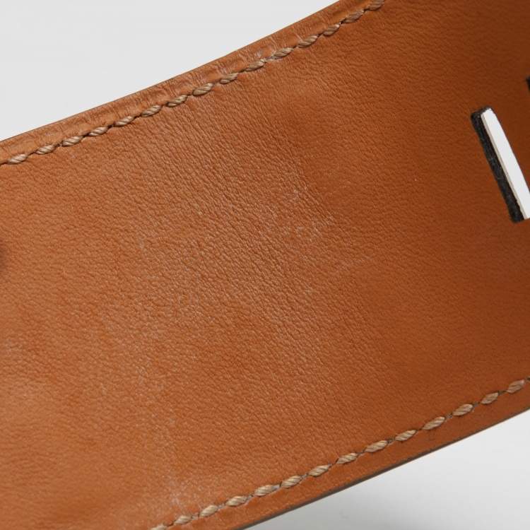 Pre Owned Hermès Collier De Chien Black Alligator Leather Palladium Plated Bracelet