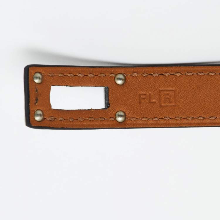 Pre Owned Hermes Kelly Leather Palladium Plated  Double Tour Bracelet
